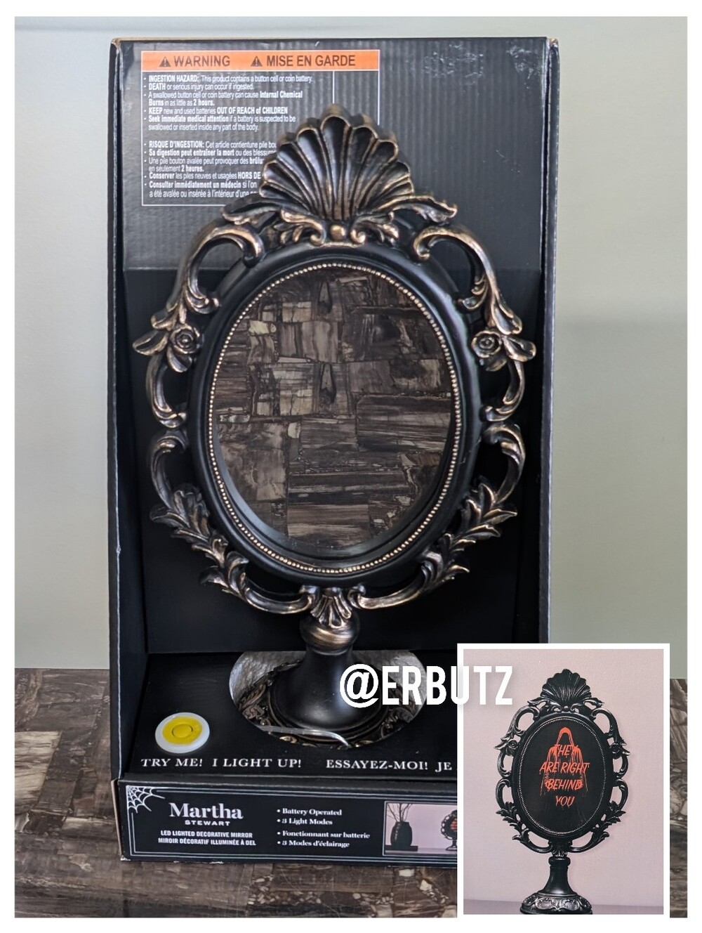 Martha Stewart THEY ARE RIGHT BEHIND YOU LED Lighted Mirror Halloween Decor 🪞